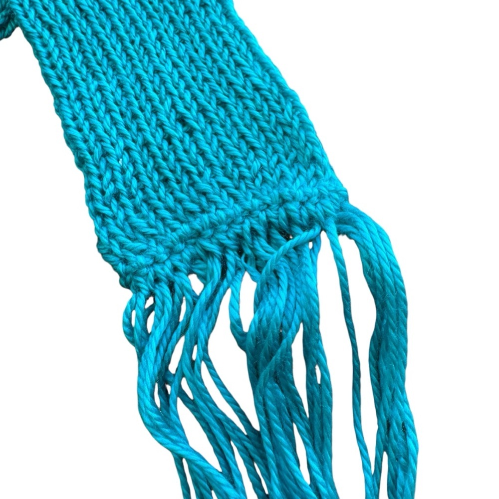 Hand Crafted Vibrant Blue Knit Scarf - Picture 4 of 5
